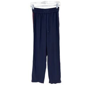 Kenzo Pants Womens XS Side Stripe Track Straight Leg Navy Blue Relaxed